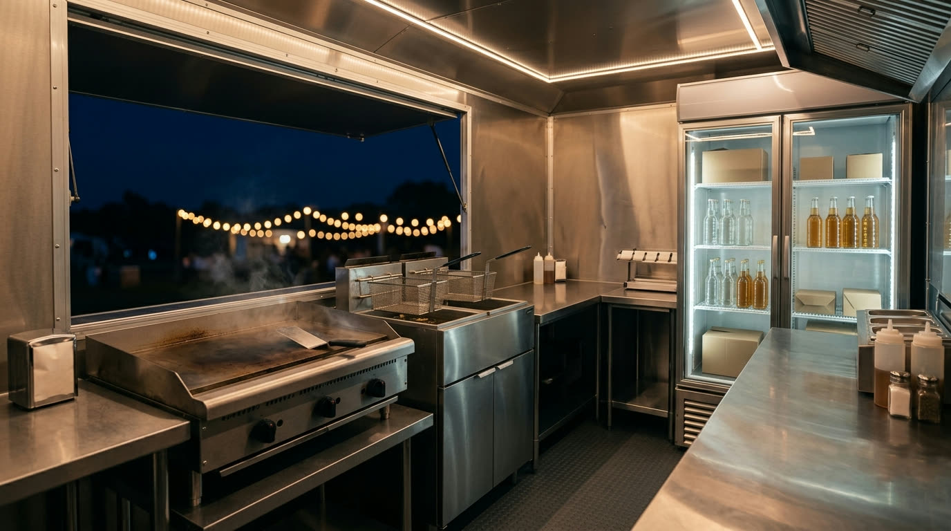 Interior del trailer gastronómico equipado